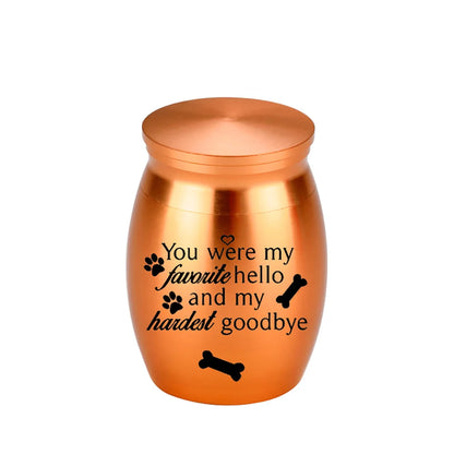 Pet Memorial Small Urns for Dog Ashes, 1.57 Inches Mini Aluminium Alloy Cremation Urn, Pet Paw Print Keepsake Urn for Ashes
