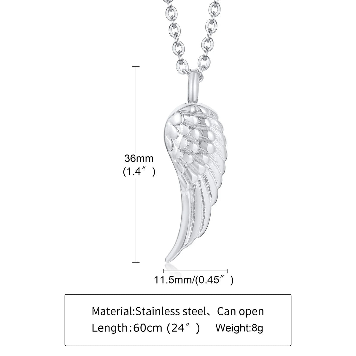 Delicate Angel Wing Cremation Necklace for Women,Stainless Steel Urn Pendant Ashes Holder Memorial Jewelry,Keepsake Gift