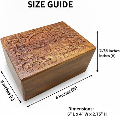 Round Tree Wooden Urn Box for Human Ashes, Cremation Funeral Urns, Decorative Urn, Pet Memorial Box, Cat Infant Adult Urn, Burial Ash Keepsake - Small