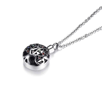 Tree of Life Cremation Jewelry for Ashes Memorial Ash Jewelry Pendant Keepsake Pet Lost Jewelry Stainless Steel Urn Necklace