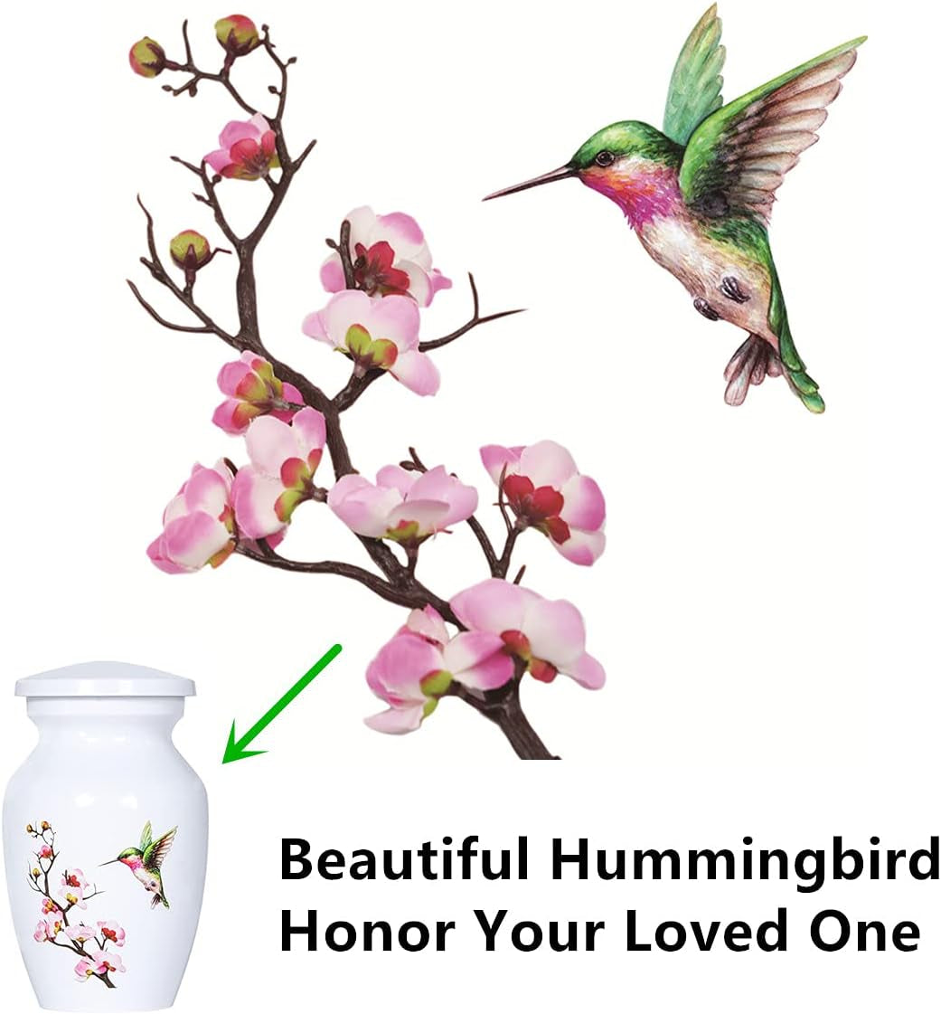 Small Hummingbird Urn for Human or Pet Ashes, Mini Metal Cremation Urns