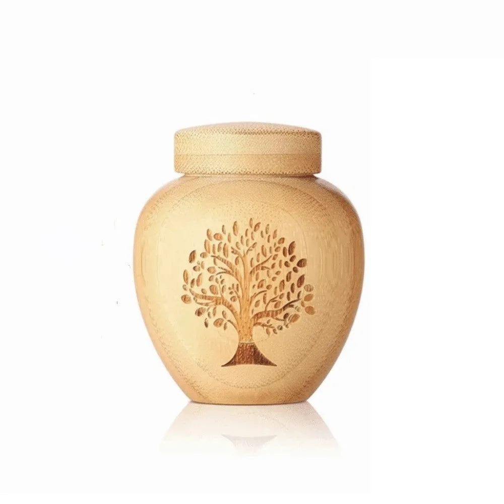Cat Ashes Holder Bamboo Pet Ashes Box Tree Patterns Seal Mini Pet Urn anti Fall Durable Cat Cremation Urn Pet Cremation