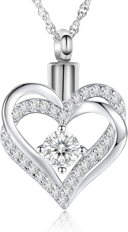 Cremation Jewelry Heart Urn Necklace for Ashes of Loved One