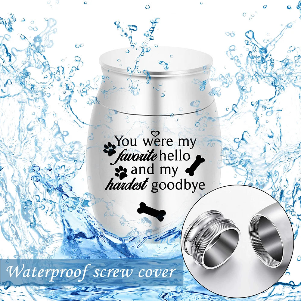 Pet Memorial Small Urns for Dog Ashes, 1.57 Inches Mini Aluminium Alloy Cremation Urn, Pet Paw Print Keepsake Urn for Ashes