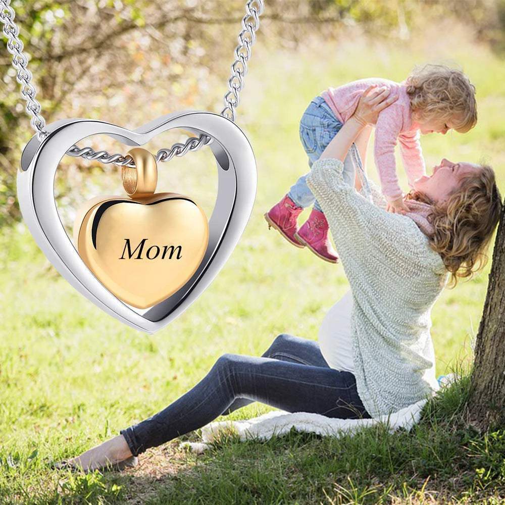 Stainless Steel Double Heart Cremation Urn Necklace Funnel Fill Kit Keepsake Memorial Ashes 3 Colors