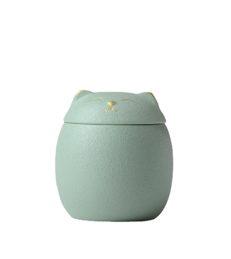 Soft Sprout Urn for Pet Ashes- Cat Shape Memorial Cremation Urns-Handcrafted Black Decorative Urns for Funeral Cat Urn Dog Urn