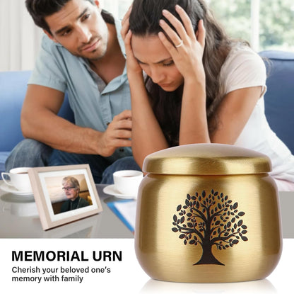 Small Urns for Human Ashes Keepsake Set of 1,Mini Urns for Ashes with Tree of Life Pattern,Small Urn for Adult Women Male Pet Cremation Keepsakes,Made of Brass,Hold up to 2.5 Cubic Inches