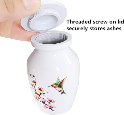 Small Hummingbird Urn for Human or Pet Ashes, Mini Metal Cremation Urns