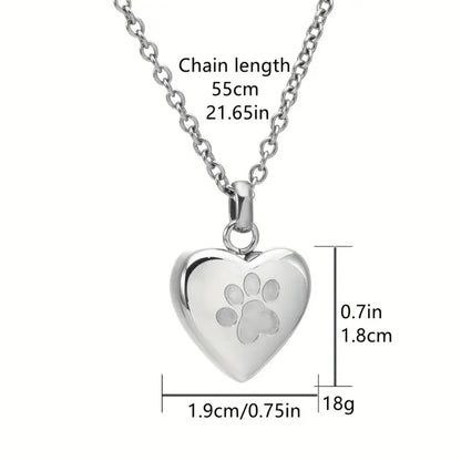 Pet Ashes Heart Cremation Jewelry Urn Necklace for Ashes for Women Men, Paw Print Memorial Pendant Ash Jewelry