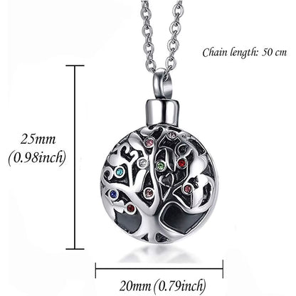 Tree of Life Cremation Jewelry for Ashes Memorial Ash Jewelry Pendant Keepsake Pet Lost Jewelry Stainless Steel Urn Necklace