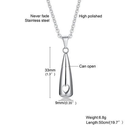 Teardrop Ashes Cremation Women Necklace Jewelry, Memorial Keepsake Urn Remembrance Gift, Stainless Steel Water Drop Pendant