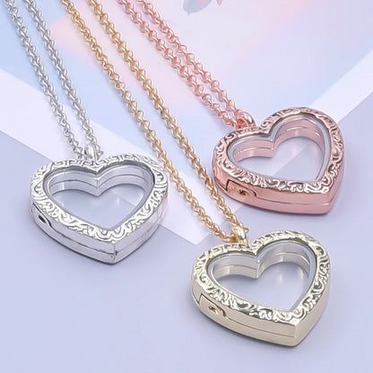 1Pc Trendy Sweet Love Glass Reliquary Photo Locket Pendant Necklaces Goth Heart Cremation Ashes Urn Relicario Collares Jewelry