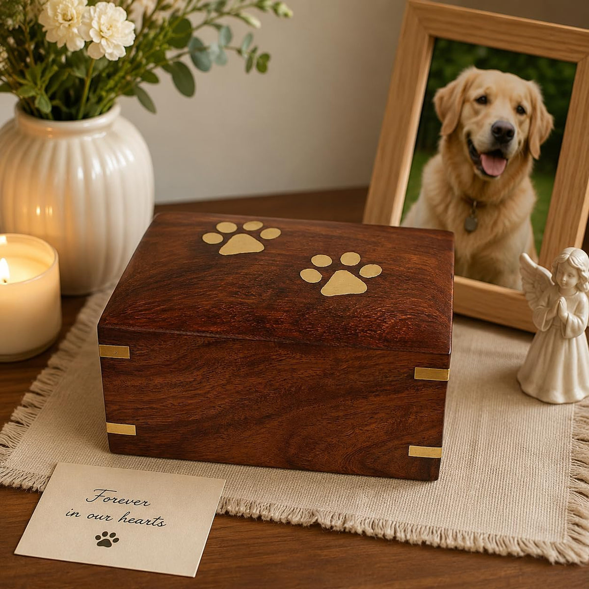 Iblay Rosewood Pet Urn Box - Peaceful Pet Memorial Keepsake Urn for Dogs,Cats (Medium1 : 7.5" X 5.5" X 3.5" - 75Lbs or 45Kg)
