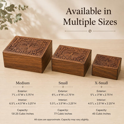 Round Tree Wooden Urn Box for Human Ashes, Cremation Funeral Urns, Decorative Urn, Pet Memorial Box, Cat Infant Adult Urn, Burial Ash Keepsake - Small
