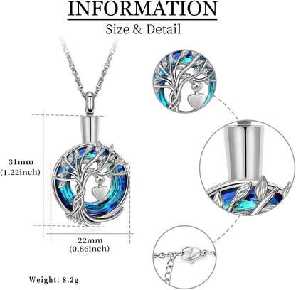 Tree of Life Cremation Urn Ashes Necklace for Women Men