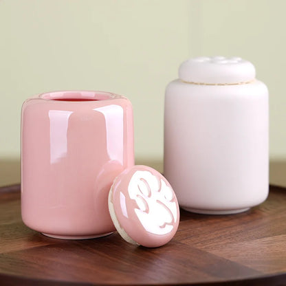 Paw Print Ceramic Pet Urn - Sealed Memorial Keepsake for Dog Cat Ashes, Moisture-Proof Urn Container with Eternal Tribute Design