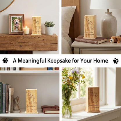 Mini Wooden Memorial Box, Small Keepsake Urn for Dog Ashes