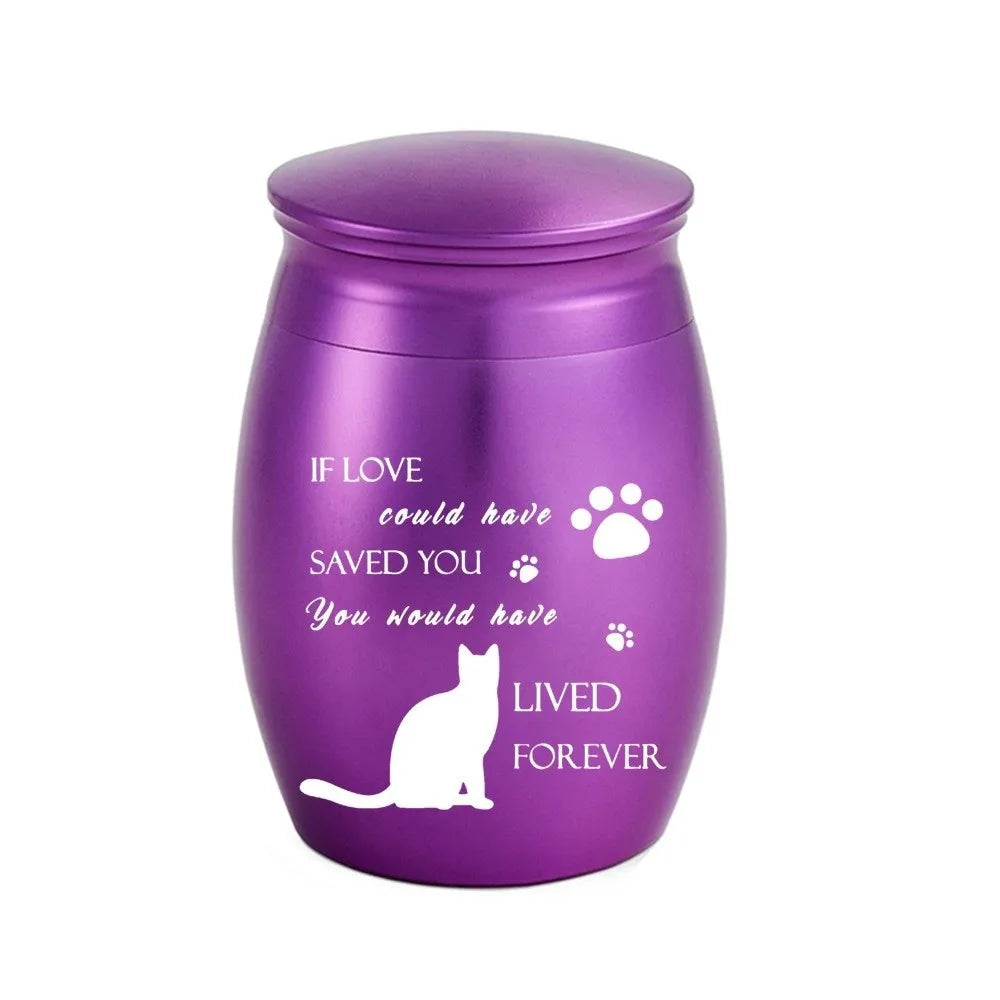 Waterproof Mini Pet Memorials Urn Dustproof Paw Print Pet Ash Holder Aluminium Alloy Sealed Cat Cremation Urn Funeral Supplies
