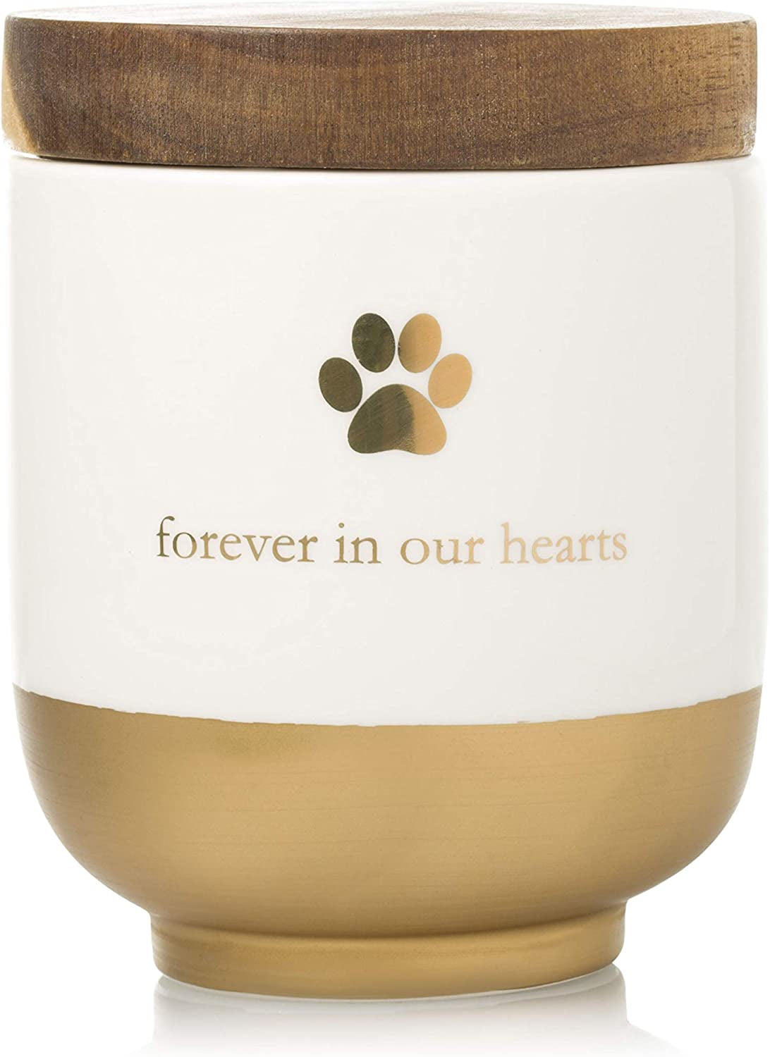 Pet Ceramic Forever in Our Hearts Urn, Pet Memorial, Gold