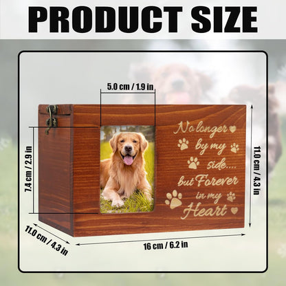 Pet Memorial Urn for Dog or Cat Ashes Wooden Dog Urns Keepsake Memory Box Cremation Urns with Photo Frame