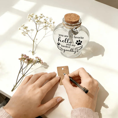 1Pcs Pet Memorial Gift for Loss of Dog or Cat, Heart Shape Glass Jar & Bottle for Fur, Hair, Whiskers or Ashes Keepsake Urn With