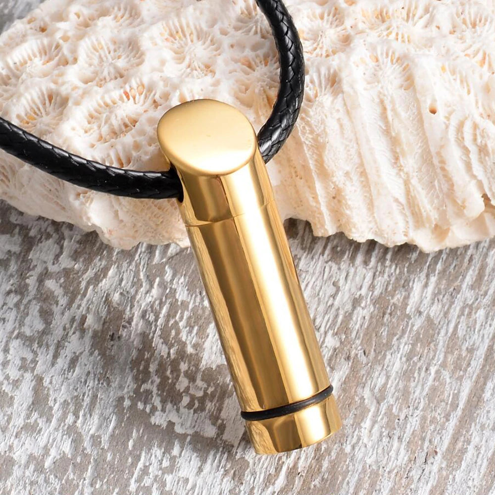 Stainless Steel Cylinder Necklace Ashes Holder Urn Keepsake Pendant Cremation Memorial Jewelry