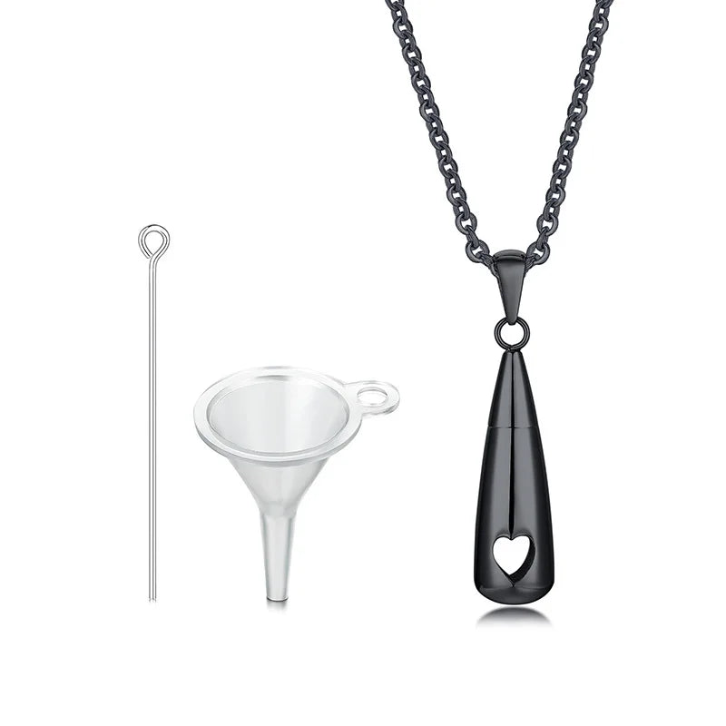 Teardrop Ashes Cremation Women Necklace Jewelry, Memorial Keepsake Urn Remembrance Gift, Stainless Steel Water Drop Pendant