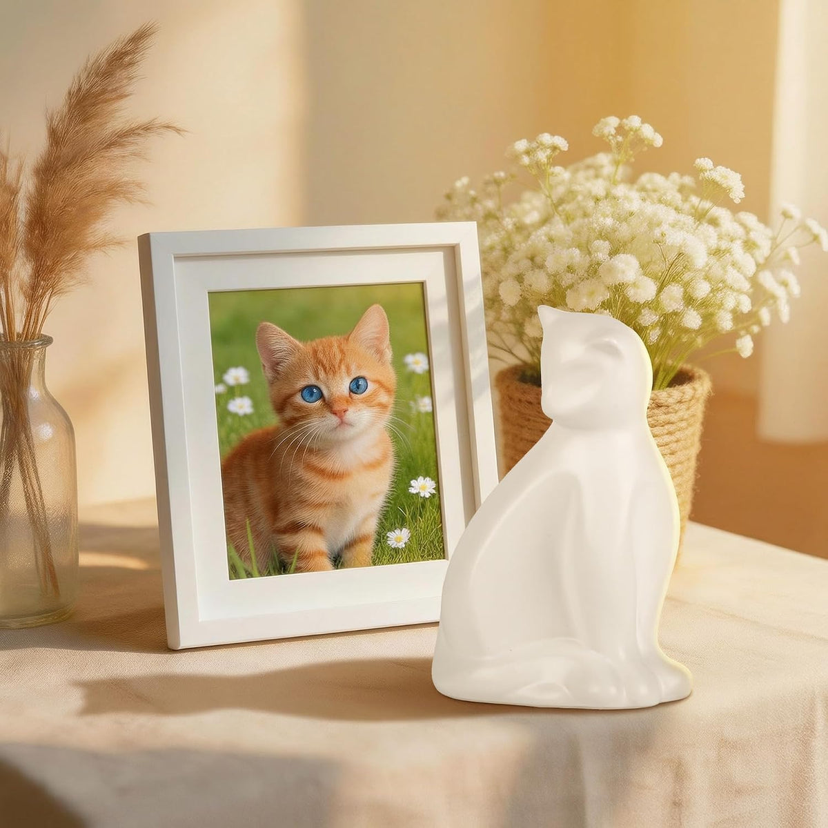Pet Urns for Cats, Elegant Ceramics Keepsake for Pet Ashes