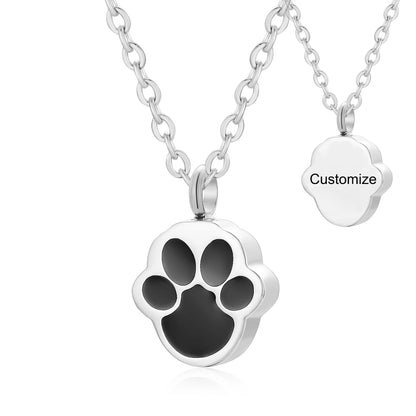 Stainless Steel 316L Pet Foot Rint Ash Urn Cremation Pendant Necklace Engravment