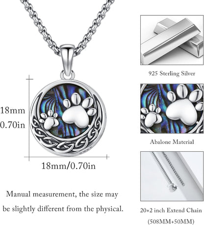 Wing/Paw Prints Urn Necklace for Ashes 925 Sterling Silver Necklace Guardian Angel Ashes Keepsake Memorial Urn Pendant Pet Cremation Jewelry for Ashes Memorial Jewelry for Dog Cat Pet Men