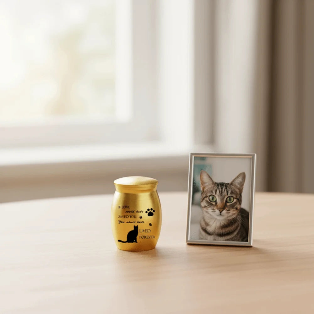 Waterproof Mini Pet Memorials Urn Dustproof Paw Print Pet Ash Holder Aluminium Alloy Sealed Cat Cremation Urn Funeral Supplies