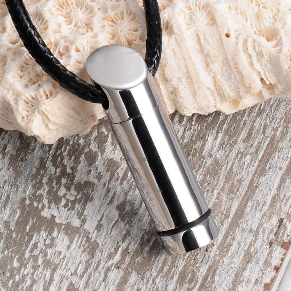 Stainless Steel Cylinder Necklace Ashes Holder Urn Keepsake Pendant Cremation Memorial Jewelry