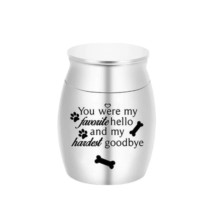 Pet Memorial Small Urns for Dog Ashes, 1.57 Inches Mini Aluminium Alloy Cremation Urn, Pet Paw Print Keepsake Urn for Ashes