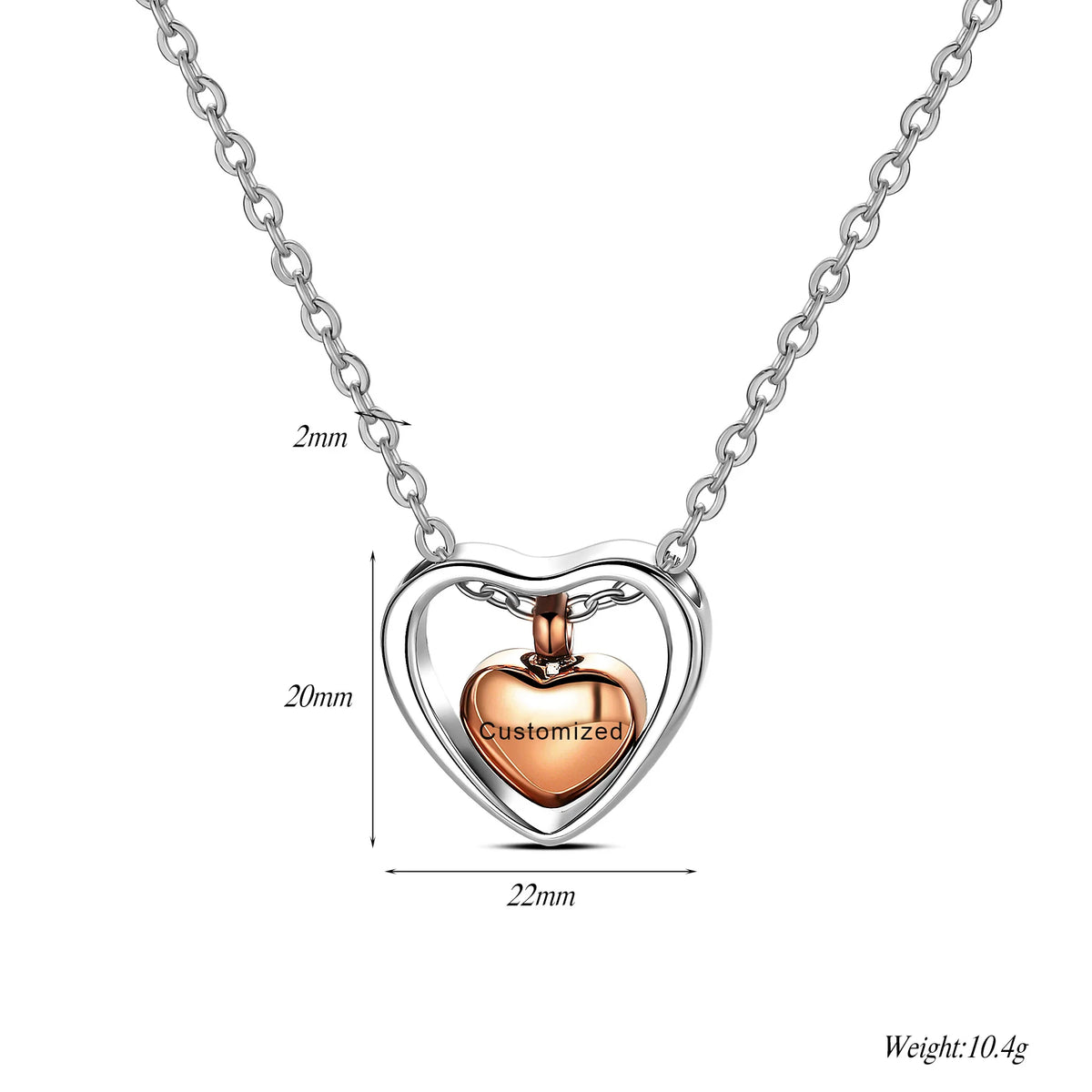 Stainless Steel Double Heart Cremation Urn Necklace Funnel Fill Kit Keepsake Memorial Ashes 3 Colors