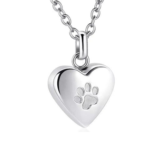 Pet Ashes Heart Cremation Jewelry Urn Necklace for Ashes for Women Men, Paw Print Memorial Pendant Ash Jewelry