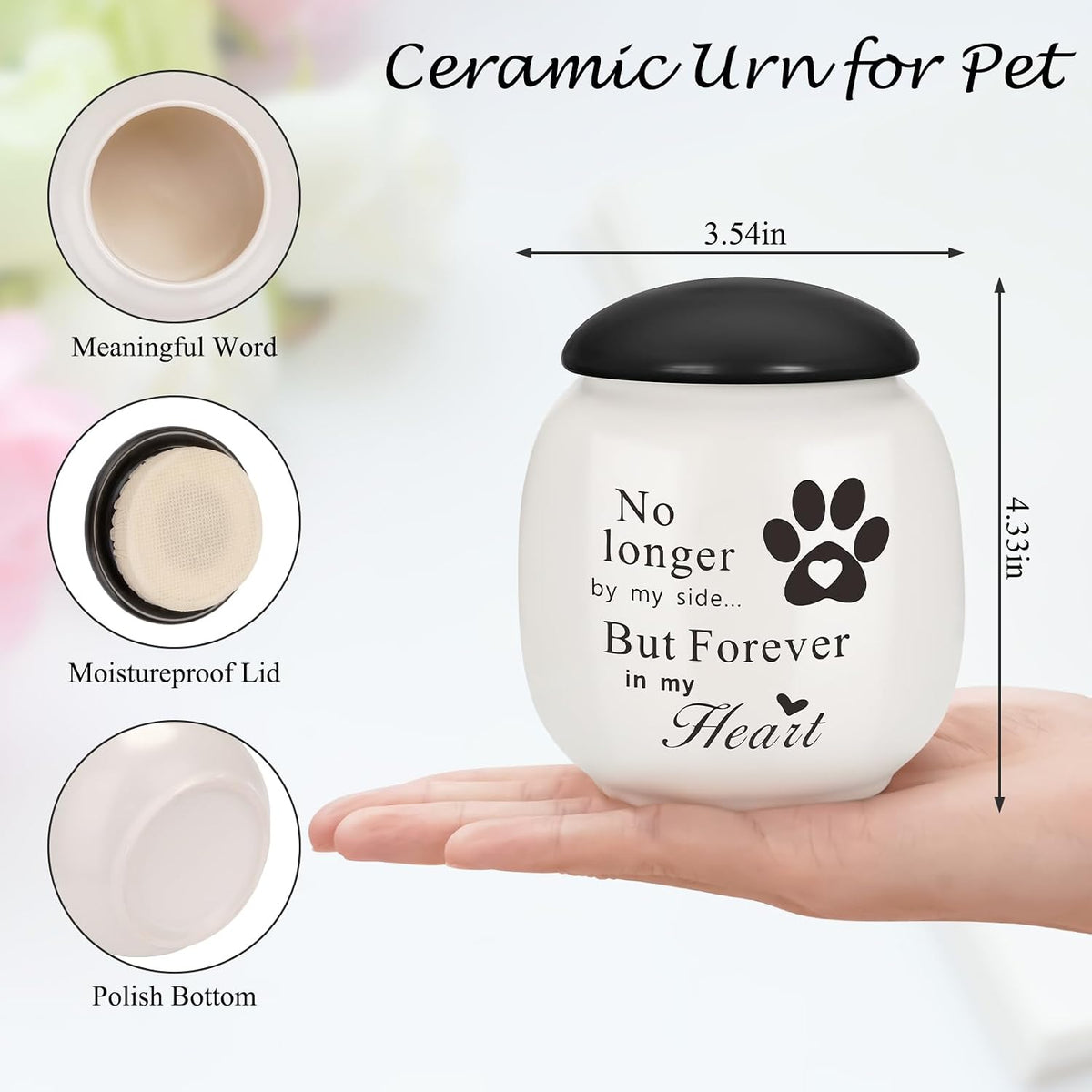 Pet Urn for Dog Cat Ashes Small Handmade Memorial Keepsake-Paw Print