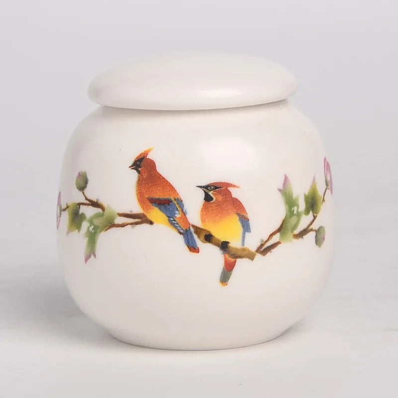 Memorial Container Pet Ashes Urn Handpainted Ceramics Urn Cremation Pet Bird Ash Holder Burial at Home Gift