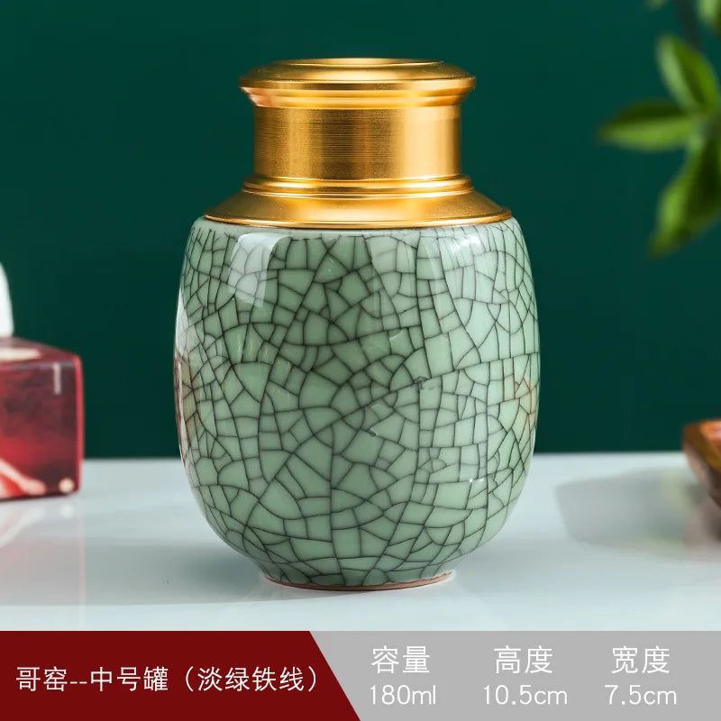 Cremation Memorial Pet Urn, Center Size Pet Ashes, Ceramic Cracked Glaze Leaves, Decorative Ashes, Animal Memorial Funeral Coffi
