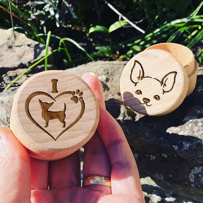 Dog Printed Wooden Carved Dog Fur Hair Memorial Box save Teeth Pet Teeth Storage Box Lost Pet Urn Memorial Gift for Dog Lovers