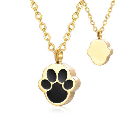 Stainless Steel 316L Pet Foot Rint Ash Urn Cremation Pendant Necklace Engravment