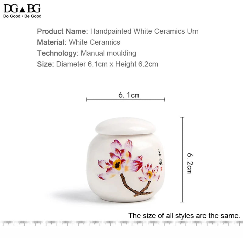 Memorial Container Pet Ashes Urn Handpainted Ceramics Urn Cremation Pet Bird Ash Holder Burial at Home Gift