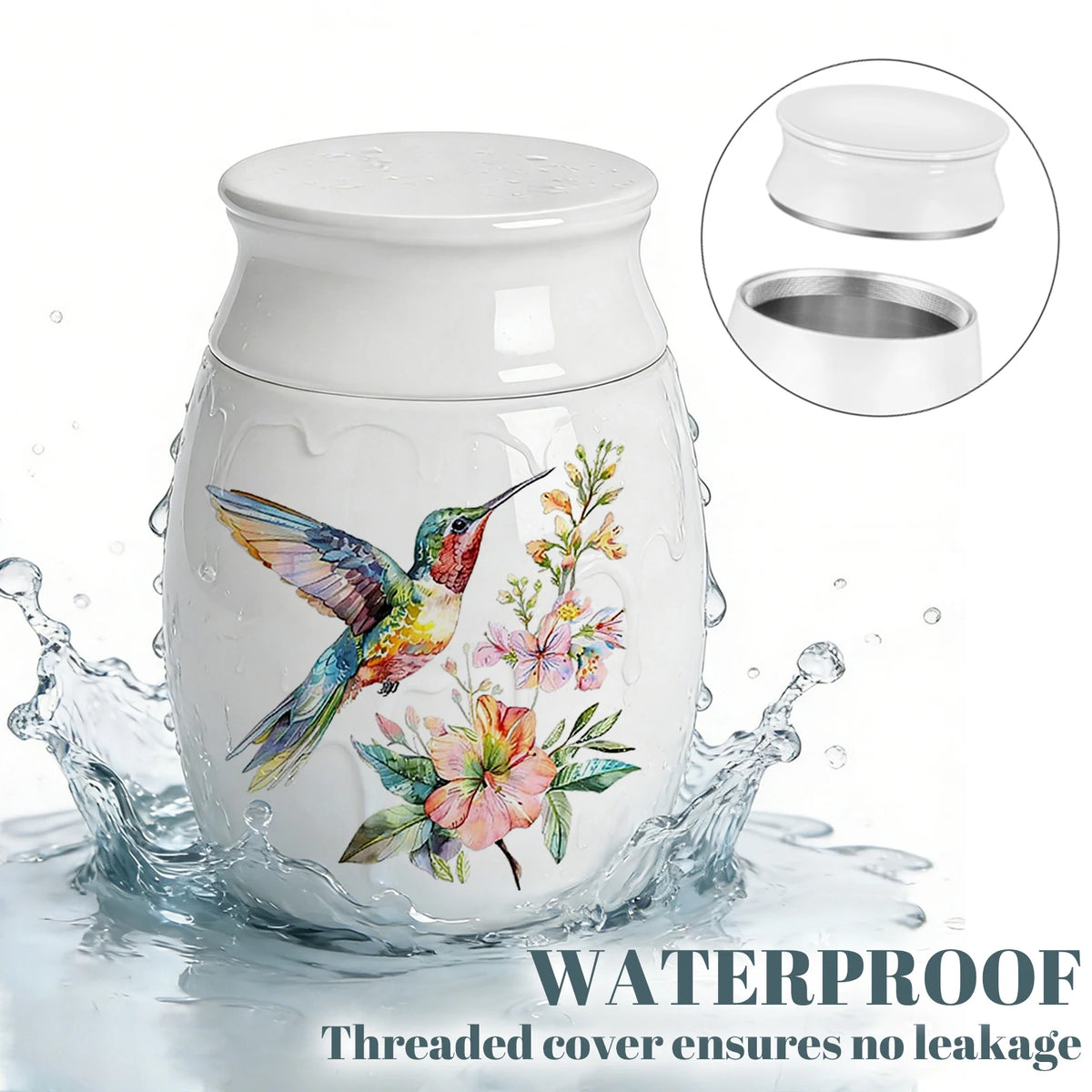 Cremation Urn Keepsake Hummingbird Urn for Ashes Women Men White Small Urns for Human Ashes - Decorative Urn
