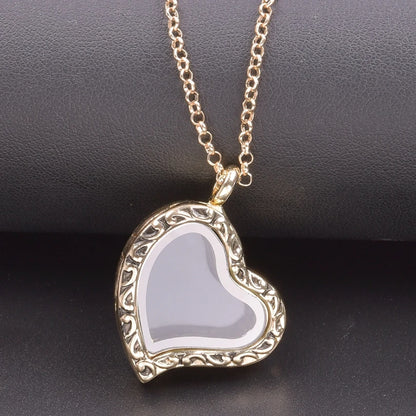 1Pc Trendy Sweet Love Glass Reliquary Photo Locket Pendant Necklaces Goth Heart Cremation Ashes Urn Relicario Collares Jewelry