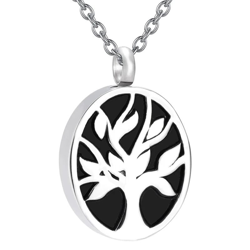  Tree of Life Cremation Necklace for Ashes of Loved One Stainless Steel Keepsake Memorial Urn Jewelry Pendant for Human/Pet