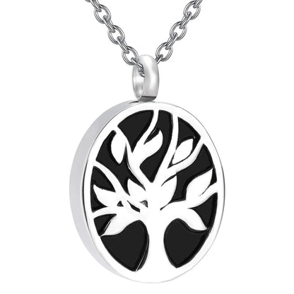  Tree of Life Cremation Necklace for Ashes of Loved One Stainless Steel Keepsake Memorial Urn Jewelry Pendant for Human/Pet