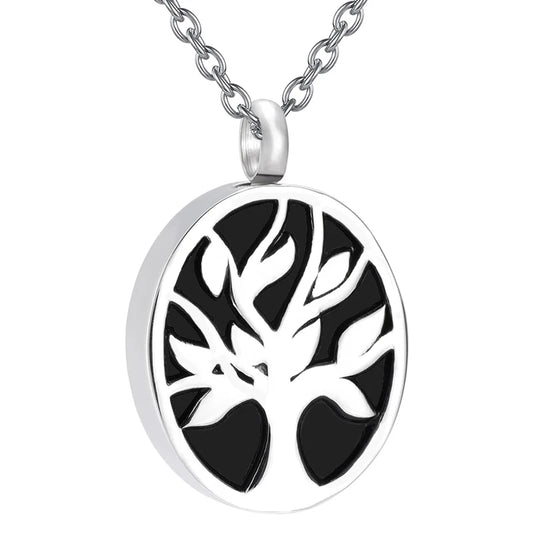  Tree of Life Cremation Necklace for Ashes of Loved One Stainless Steel Keepsake Memorial Urn Jewelry Pendant for Human/Pet