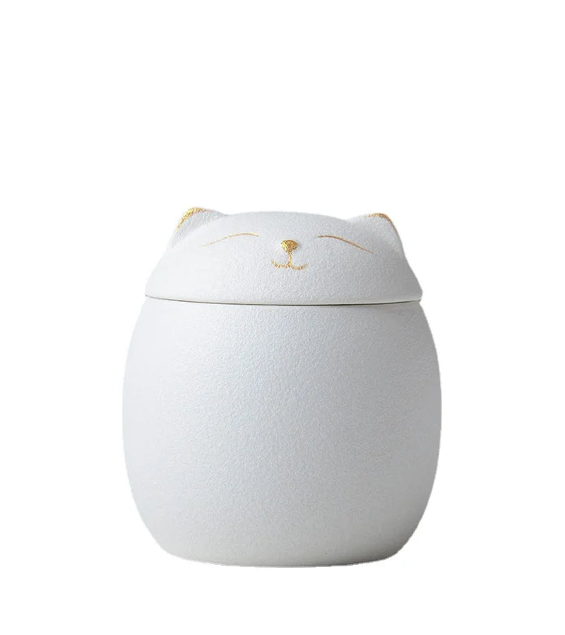 Soft Sprout Urn for Pet Ashes- Cat Shape Memorial Cremation Urns-Handcrafted Black Decorative Urns for Funeral Cat Urn Dog Urn