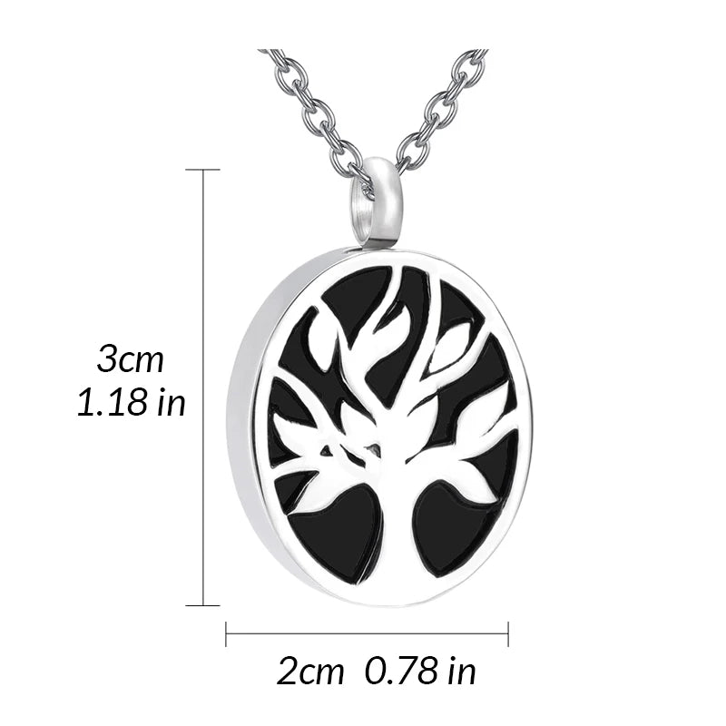  Tree of Life Cremation Necklace for Ashes of Loved One Stainless Steel Keepsake Memorial Urn Jewelry Pendant for Human/Pet