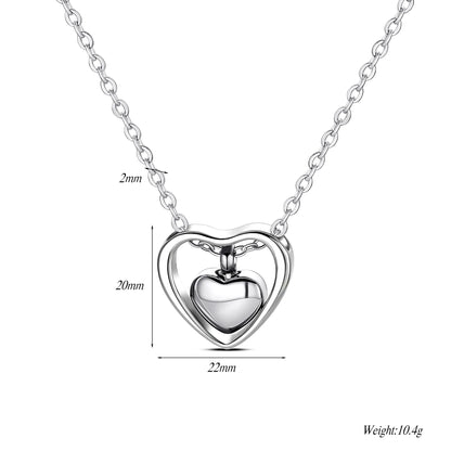 Stainless Steel Double Heart Cremation Urn Necklace Funnel Fill Kit Keepsake Memorial Ashes 3 Colors