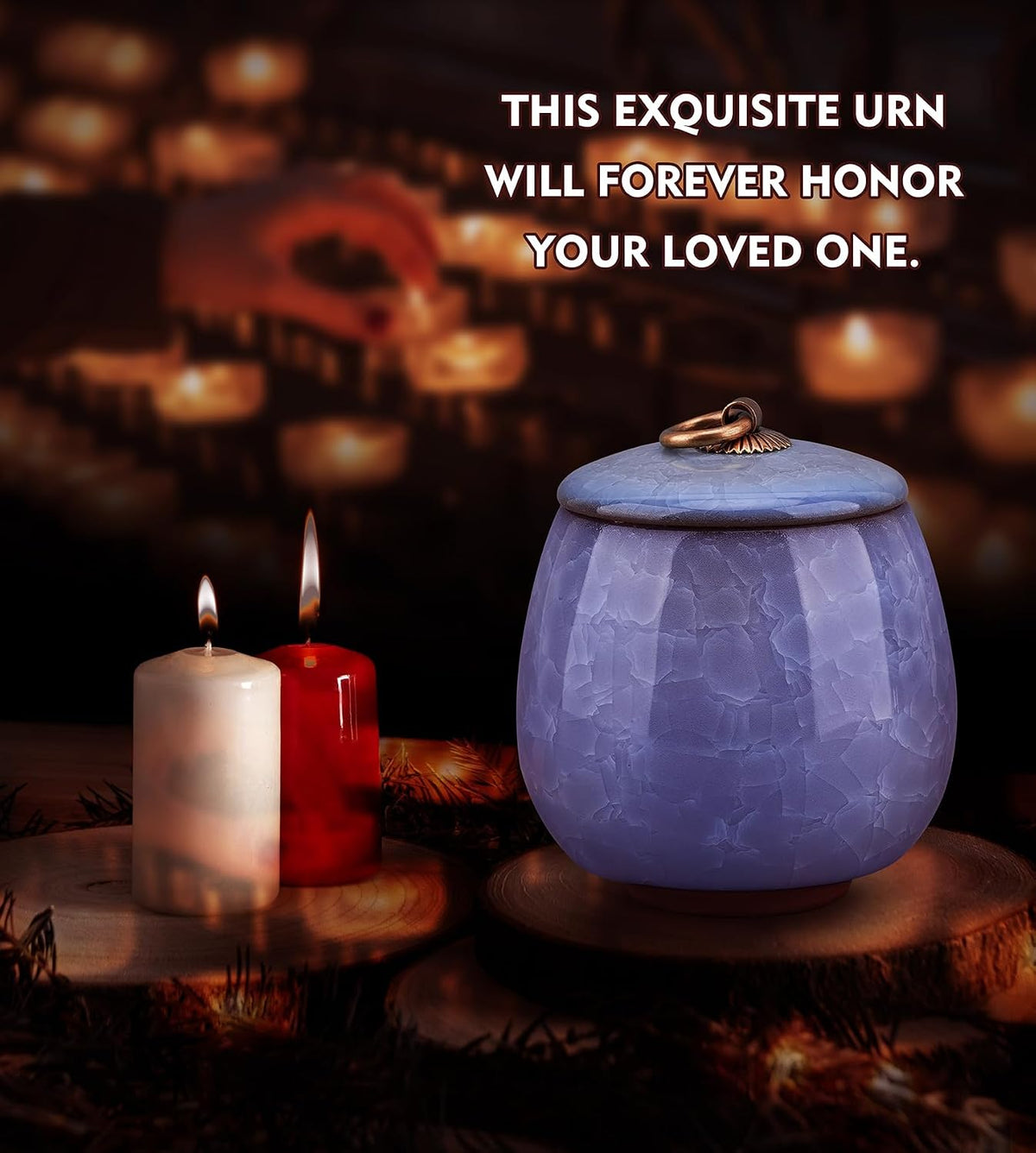 Mini Pet Urn, Small Pet Memorial Urn Handmade Ceramic Pet Urn Suitable for Home or Office Urn with Delicate Box - Blue (Blue)